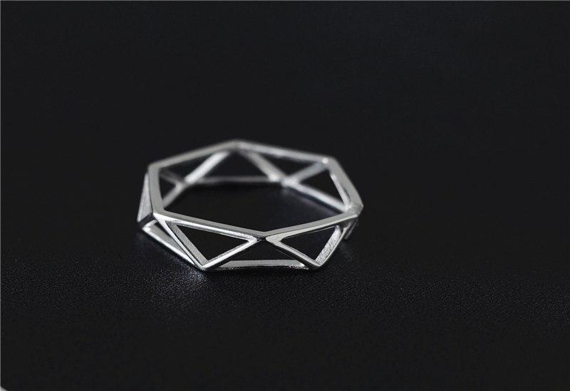 925 Solid Sterling Silver Polygon Ring