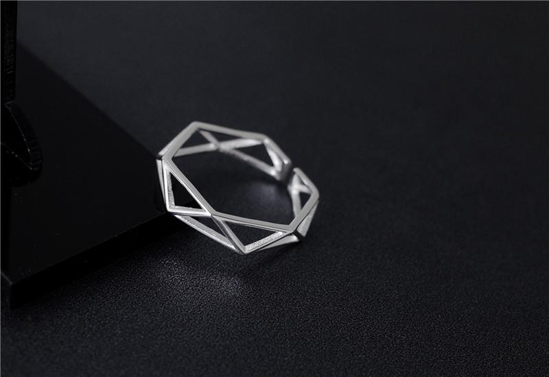 925 Solid Sterling Silver Polygon Ring