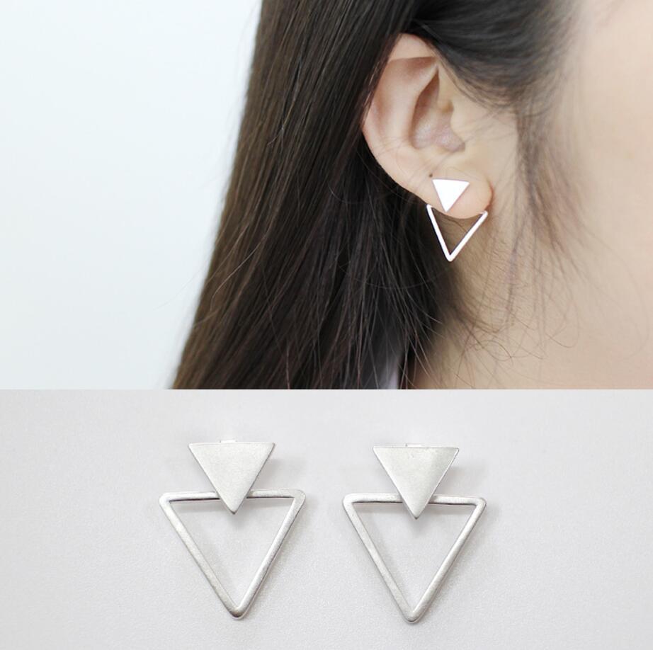 925 Sterling Silver Matte Triangle Stud Earrings