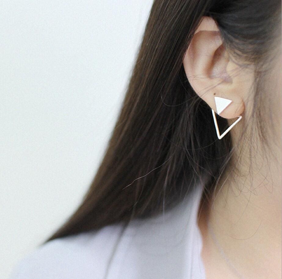 925 Sterling Silver Matte Triangle Stud Earrings