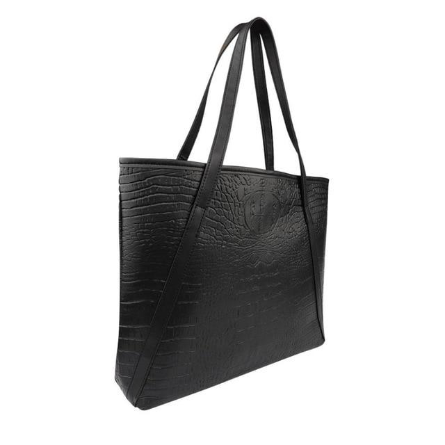 Sac fourre-tout et porte-monnaie en cuir PU brillant avec sangle en V