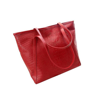 Sac fourre-tout et porte-monnaie en cuir PU brillant avec sangle en V
