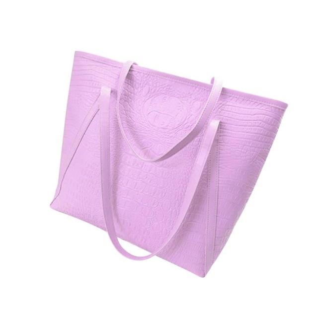 Sac fourre-tout et porte-monnaie en cuir PU brillant avec sangle en V