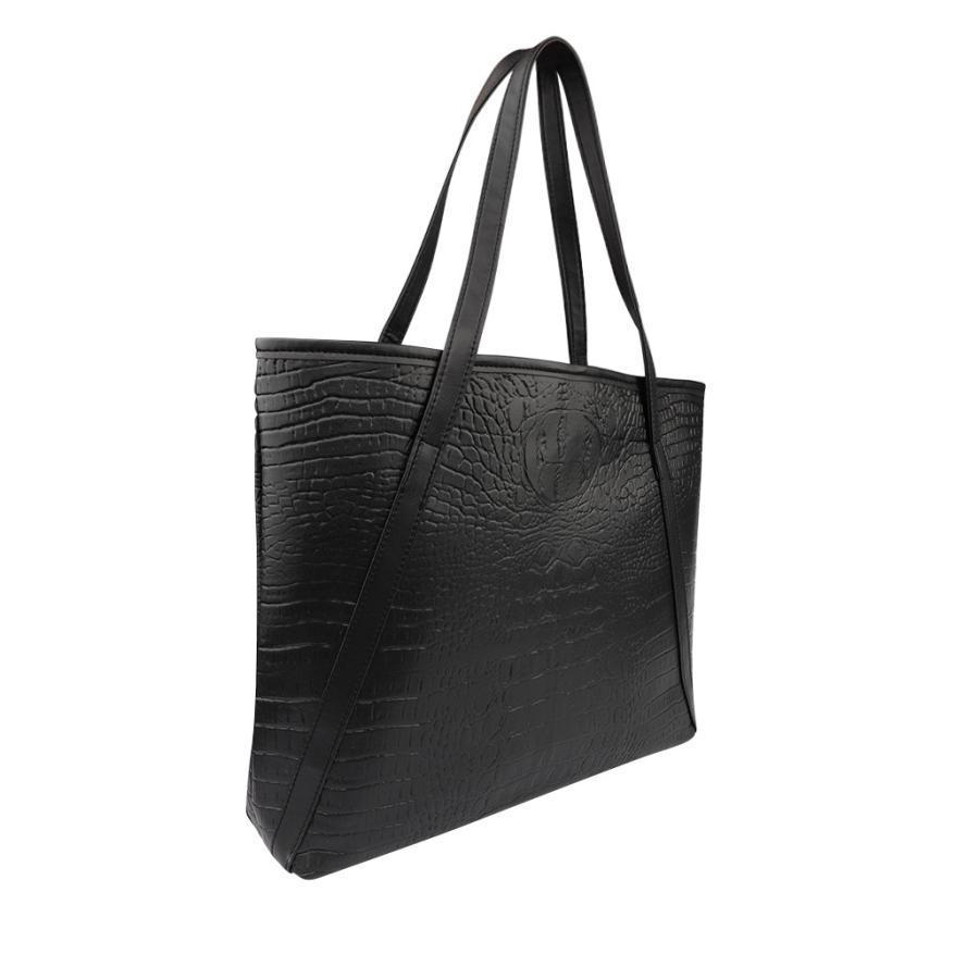 Sac fourre-tout et porte-monnaie en cuir PU brillant avec sangle en V