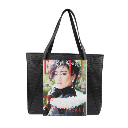 Sac fourre-tout et porte-monnaie en cuir PU brillant avec sangle en V