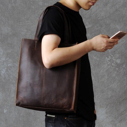 Sac à main vintage en cuir Crazy Horse | Sac fourre-tout en cuir véritable