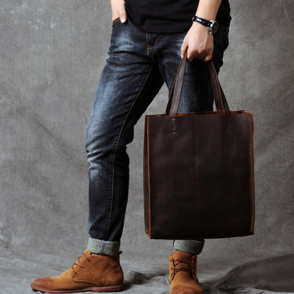 Sac à main vintage en cuir Crazy Horse | Sac fourre-tout en cuir véritable
