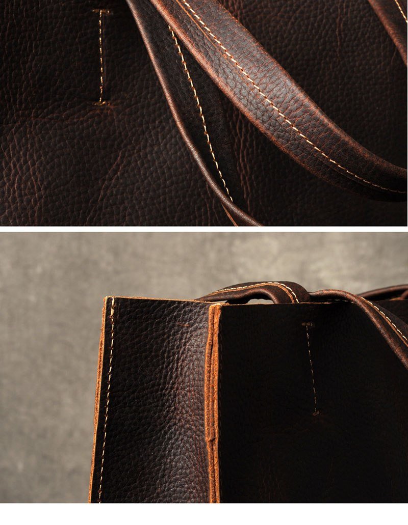 Sac à main vintage en cuir Crazy Horse | Sac fourre-tout en cuir véritable