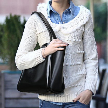 Sac fourre-tout minimaliste en cuir brillant