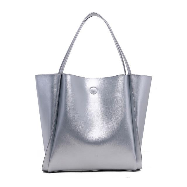 Sac fourre-tout minimaliste en cuir brillant