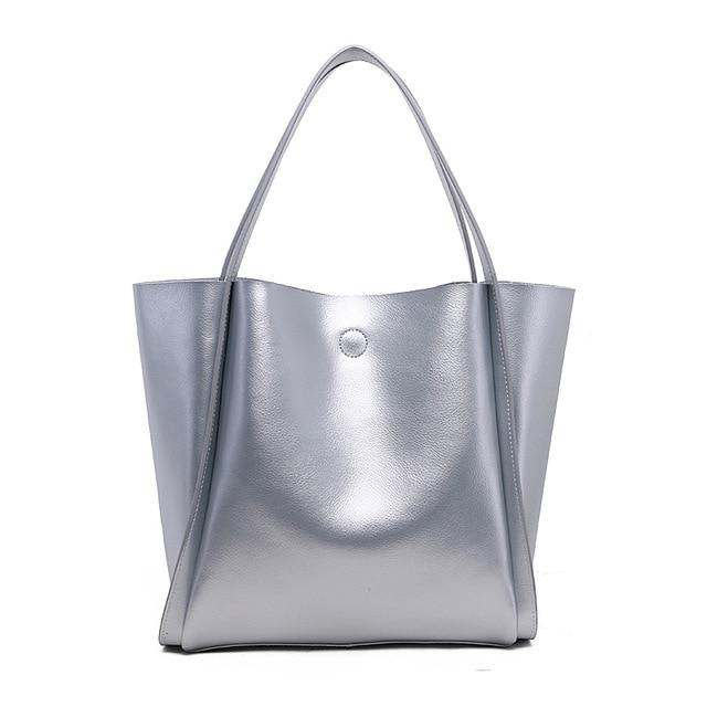 Glossy Leather Loose Minimalist Tote Bag