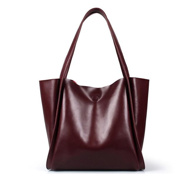 Glossy Leather Loose Minimalist Tote Bag