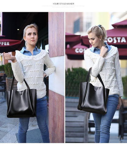 Sac fourre-tout minimaliste en cuir brillant