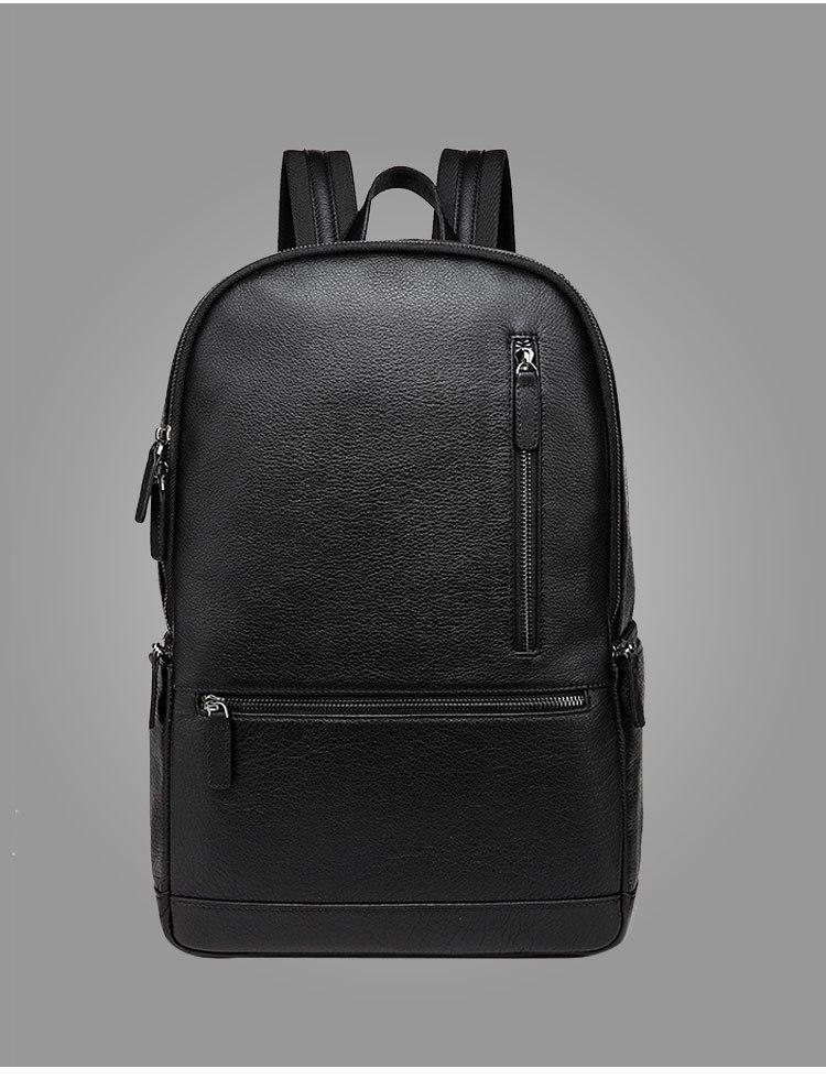 14" Black Minimal Backpack with Front Zipper