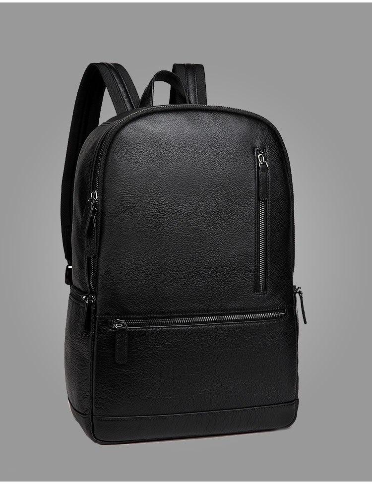 14" Black Minimal Backpack with Front Zipper