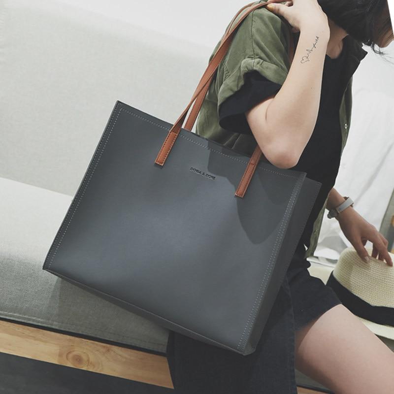 Minimalist Large Capacity Vegan Leather Tote Bag