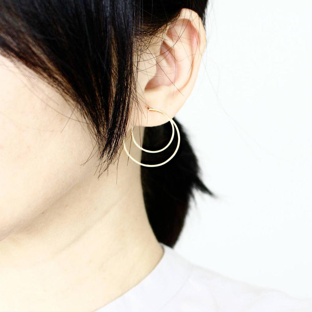 Boucles d'oreilles minimalistes à double anneau faites à la main