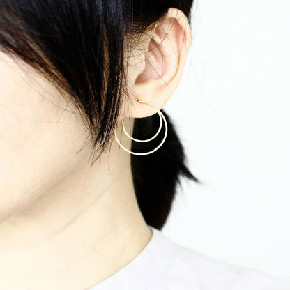 Boucles d'oreilles minimalistes à double anneau faites à la main