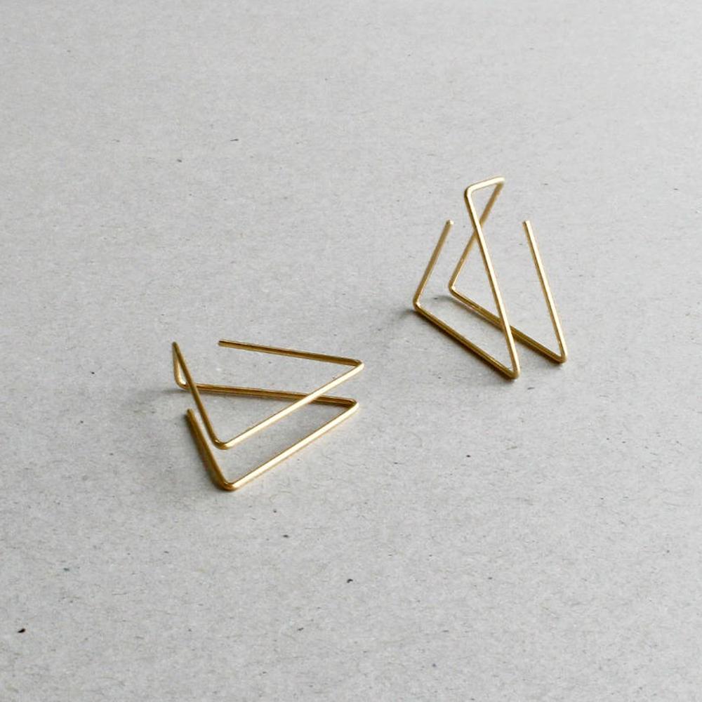 Handmade Minimalist Double Triangle Earrings