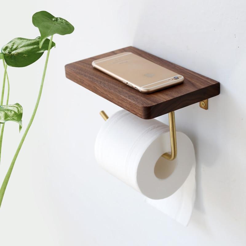 Nordic Style Wood and Brass Tissue Paper Roll Holder