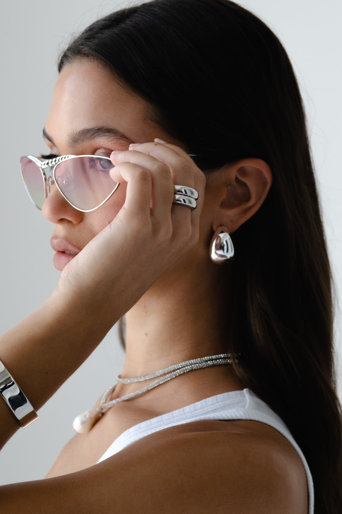 Rhodium Jordyn Hoops